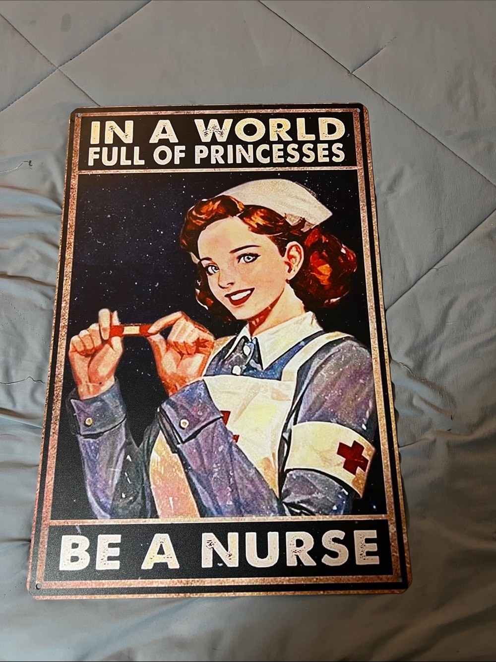 Retro Nurse Poster - 'Be A Nurse' - Navy, White, Red 12x18